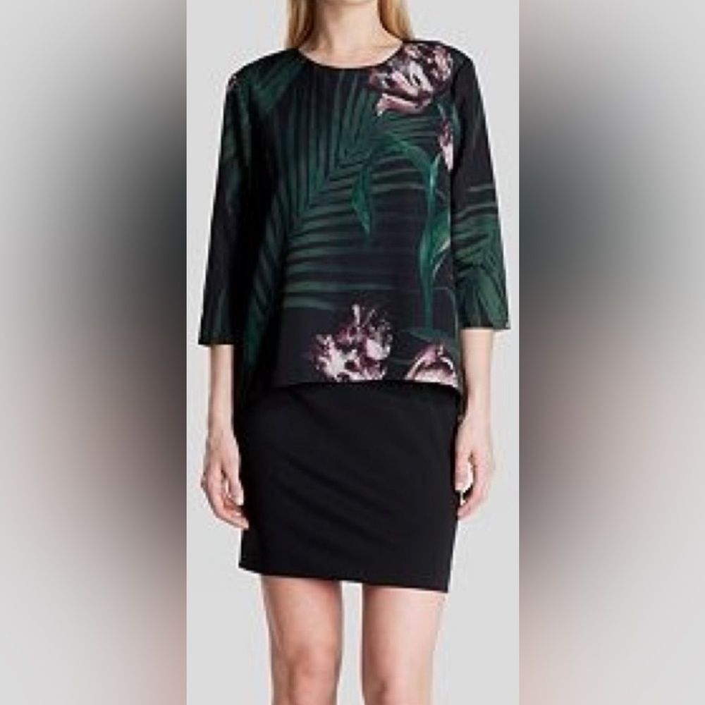 Ted Baker Danetta Palm Floral Open Back Layered Dress Size 4 EUC